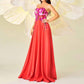 Red Bustier Long Prom Dress Flower Embellished Wedding Bridesmaid Dress Maxi Dress