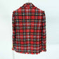 Red Check Tweed Blazer Double Breasted Plaid Coat