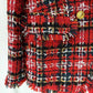 Red Check Tweed Blazer Double Breasted Plaid Coat