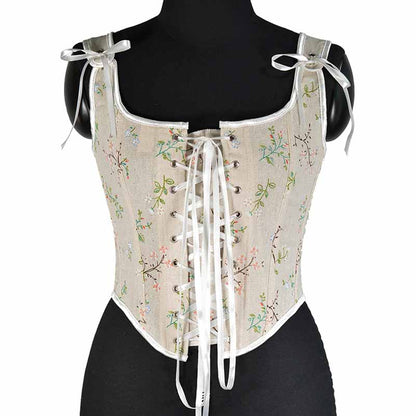 Renaissance Style Corset Lace-Up Boned Overbust Corset Crop Top