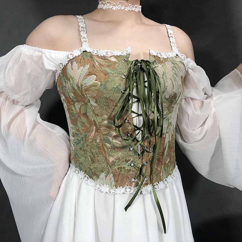 Renaissance Style Corset with Adjustable Lace-up Bustier Camis Top