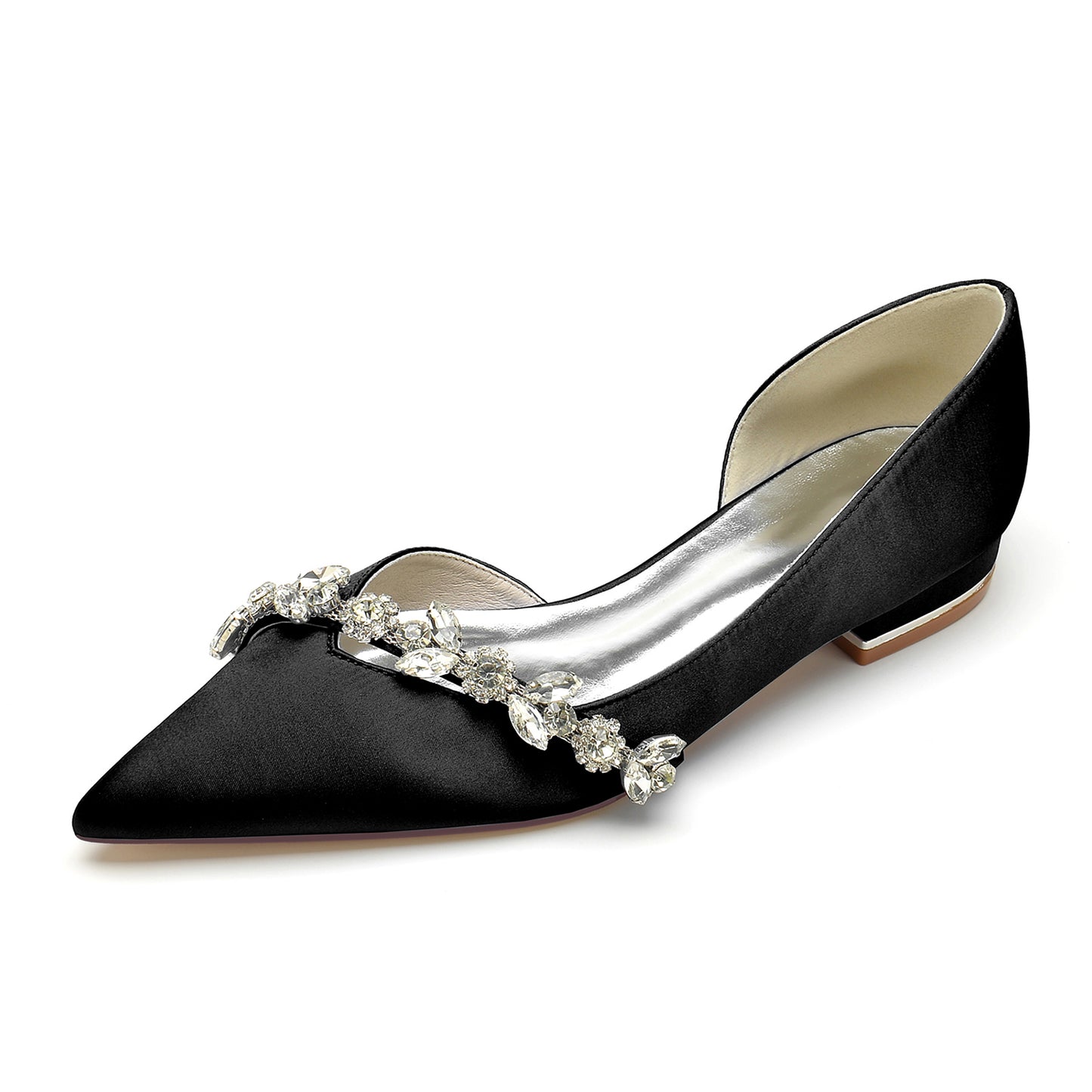 Rhinestones Flat Prom Shoes Slip-On Satin Dress Shoeses