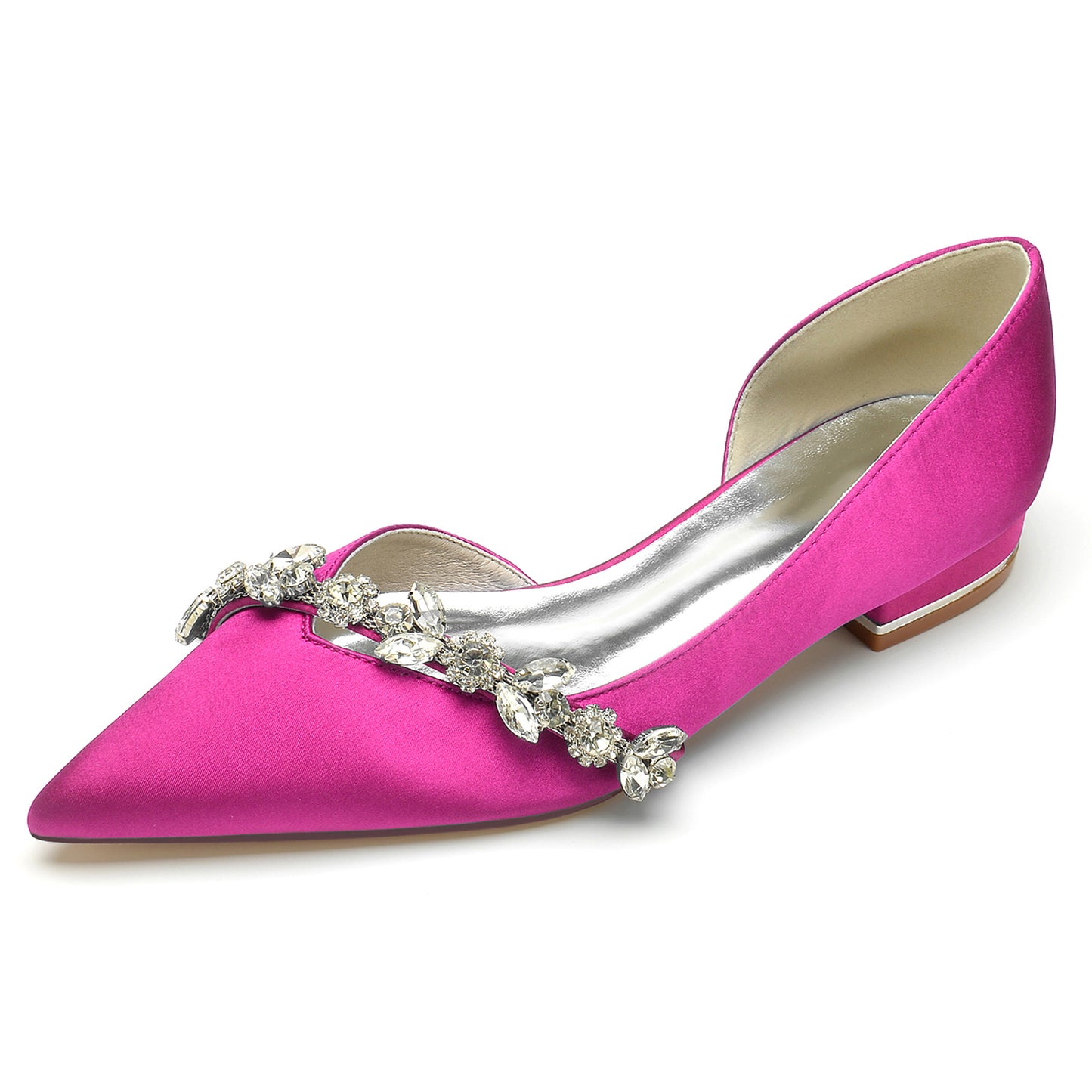 Rhinestones Flat Prom Shoes Slip-On Satin Dress Shoeses