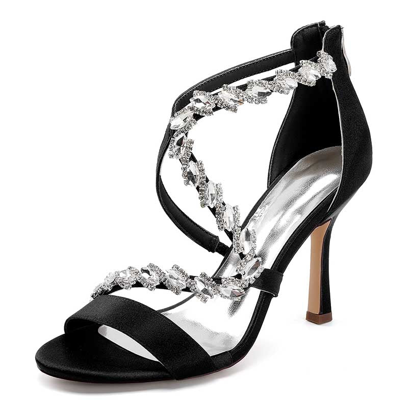 Rhinestones Prom Heels Formal Shoes Satin High Heel Wedding Shoes