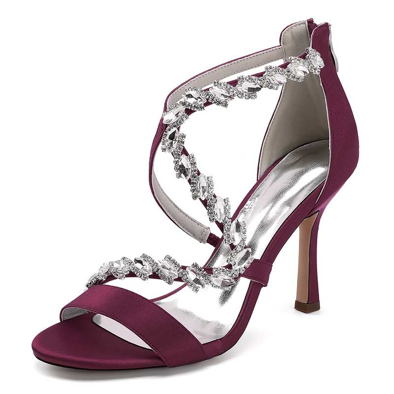 Rhinestones Prom Heels Formal Shoes Satin High Heel Wedding Shoes