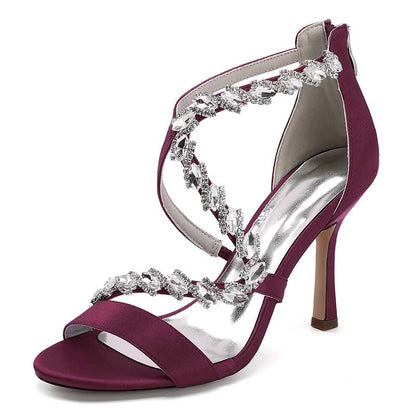 Rhinestones Prom Heels Formal Shoes Satin High Heel Wedding Shoes