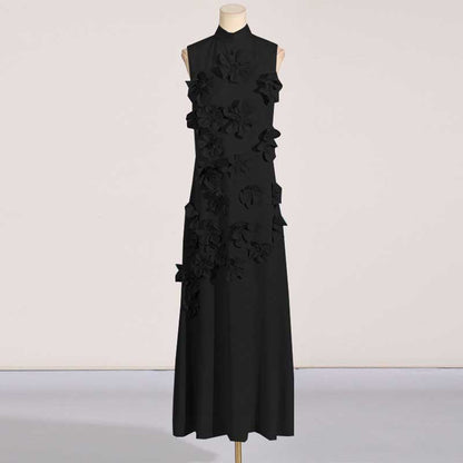 Rose Flower Maxi Dress Sleeveless Quince Gown