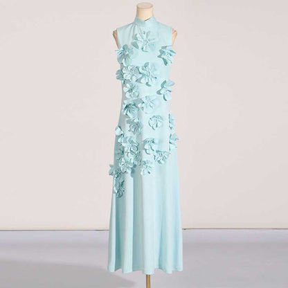 Rose Flower Maxi Dress Sleeveless Quince Gown