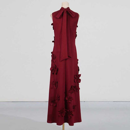 Rose Flower Maxi Dress Sleeveless Quince Gown