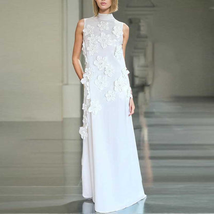 Rose Flower Maxi Dress Sleeveless Quince Gown