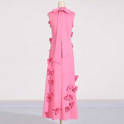 Rose Flower Maxi Dress Sleeveless Quince Gown