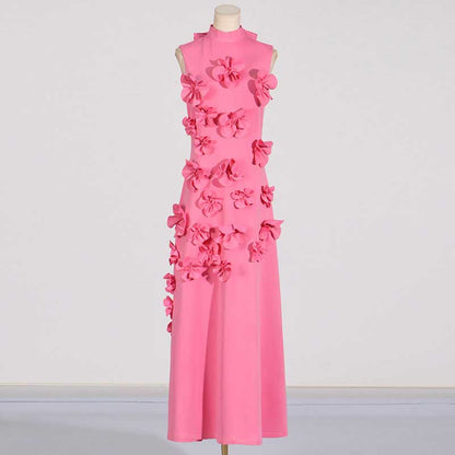 Rose Flower Maxi Dress Sleeveless Quince Gown