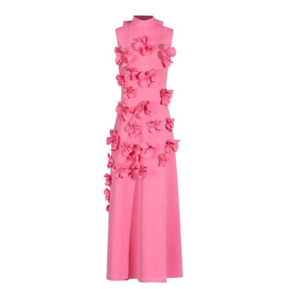 Rose Flower Maxi Dress Sleeveless Quince Gown