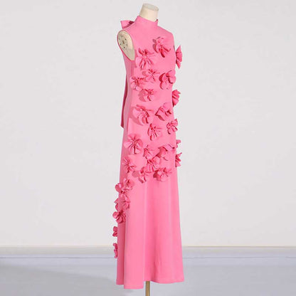 Rose Flower Maxi Dress Sleeveless Quince Gown
