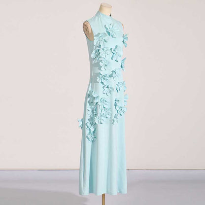 Rose Flower Maxi Dress Sleeveless Quince Gown