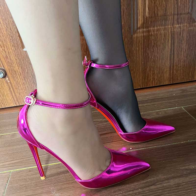 Custom Rose Red Laser Stiletto Heels - Plus Size