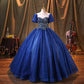 Royal Blue Princess Ball Gown Quinceanera Prom Dress Birthday Party Gowns