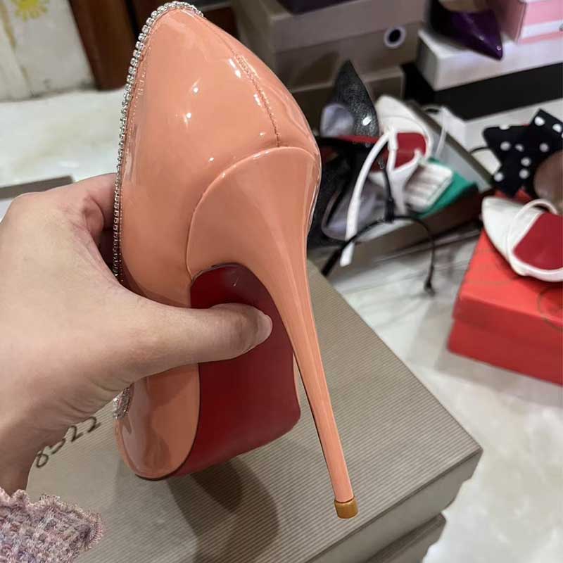 Salmon Pink Rhinestone Stiletto - Custom Plus Size Pumps