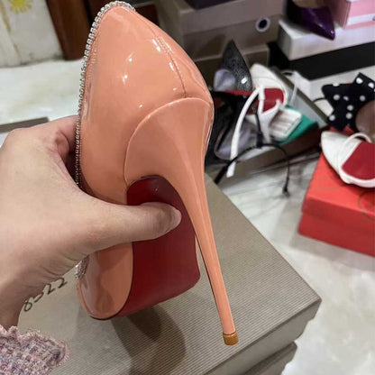 Salmon Pink Rhinestone Stiletto - Custom Plus Size Pumps