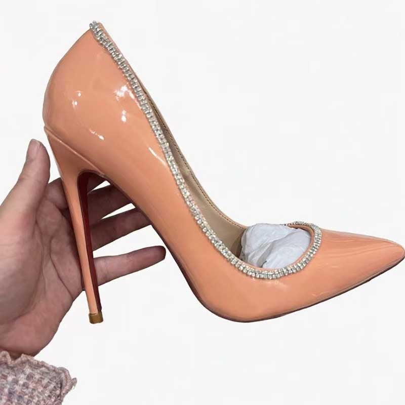 Salmon Pink Rhinestone Stiletto - Custom Plus Size Pumps