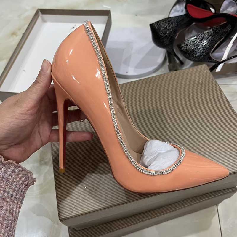 Salmon Pink Rhinestone Stiletto - Custom Plus Size Pumps