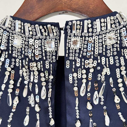 Satin Embellished Cape Detail Maxi Dress Evening Gown