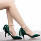 2.95" Satin Peals Ankle Strap Heels Lace-Up Prom Shoes Middle Heeled Pumps