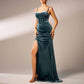 Velvet Spaghetti Strap Prom Dress High Split Wrap Evening Gowns Maxi Dress