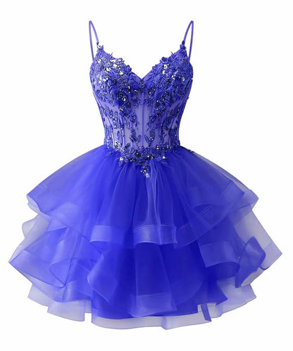 Tulle Homecoming Dress | Vary Color Sequin Embellished Cocktail Party Short Dress