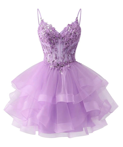 Tulle Homecoming Dress | Vary Color Sequin Embellished Cocktail Party Short Dress