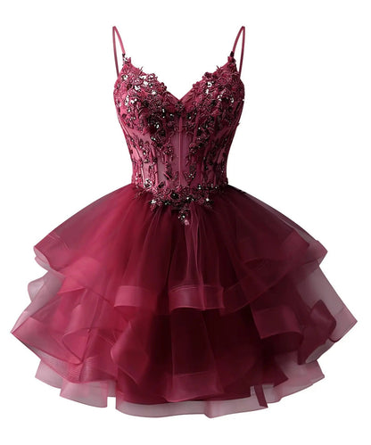 Tulle Homecoming Dress | Vary Color Sequin Embellished Cocktail Party Short Dress