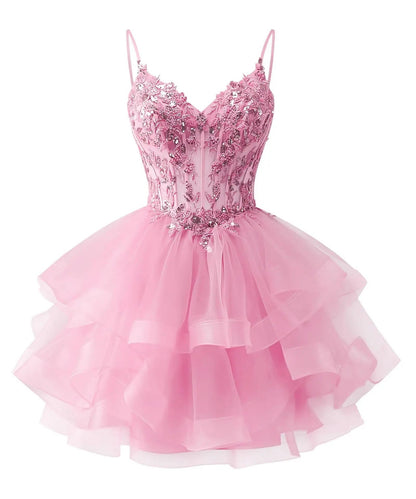 Tulle Homecoming Dress | Vary Color Sequin Embellished Cocktail Party Short Dress