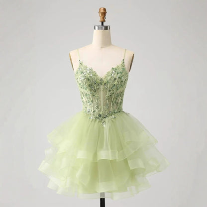 Tulle Homecoming Dress | Vary Color Sequin Embellished Cocktail Party Short Dress