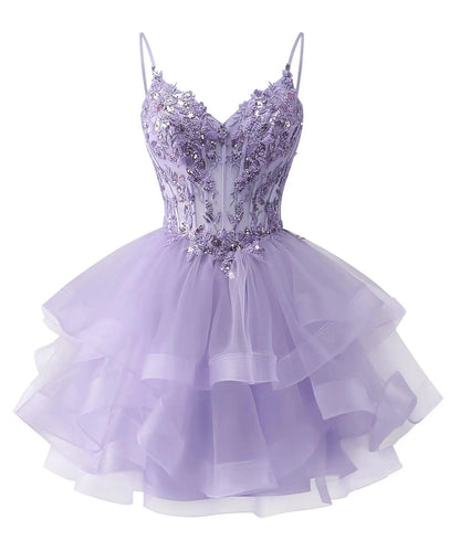 Tulle Homecoming Dress | Vary Color Sequin Embellished Cocktail Party Short Dress