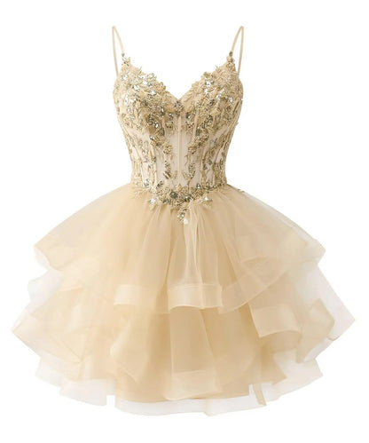 Tulle Homecoming Dress | Vary Color Sequin Embellished Cocktail Party Short Dress