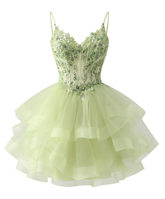 Tulle Homecoming Dress | Vary Color Sequin Embellished Cocktail Party Short Dress