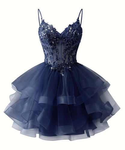 Tulle Homecoming Dress | Vary Color Sequin Embellished Cocktail Party Short Dress