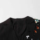 Sequin Flower Blazer Black Scrunched Coat