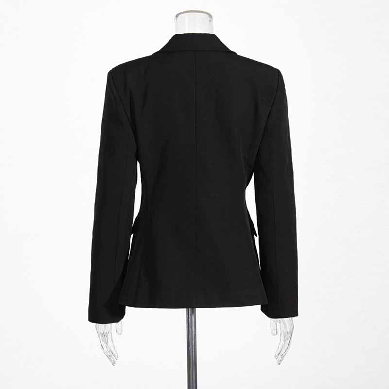 Sequin Flower Blazer Black Scrunched Coat