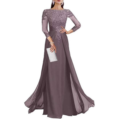 Lace Sequin Mother of The Bride Dresses Wedding 34 Sleeves Ball Prom Gown