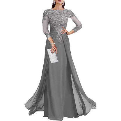 Lace Sequin Mother of The Bride Dresses Wedding 34 Sleeves Ball Prom Gown