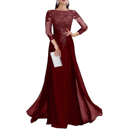 Lace Sequin Mother of The Bride Dresses Wedding 34 Sleeves Ball Prom Gown