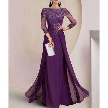 Lace Sequin Mother of The Bride Dresses Wedding 34 Sleeves Ball Prom Gown