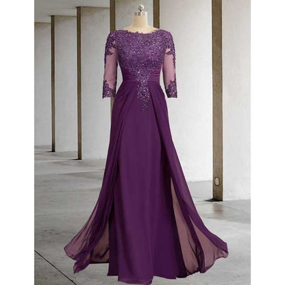 Lace Sequin Mother of The Bride Dresses Wedding 34 Sleeves Ball Prom Gown