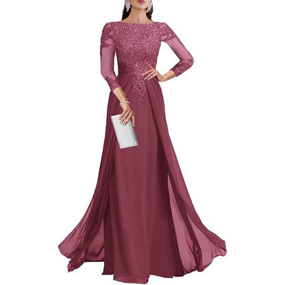 Lace Sequin Mother of The Bride Dresses Wedding 34 Sleeves Ball Prom Gown