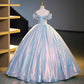 Sequin Quinceanera Dresses Cinderella Blue Ball Gown Prom Dresses