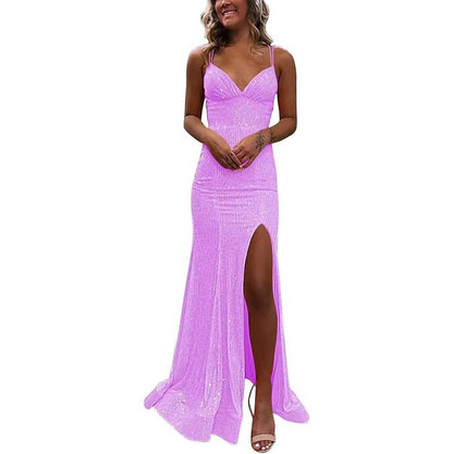 Sequin Mermaid Prom Dress Sparkly Spaghetti Strap Formal Dresses Long Evening Gowns