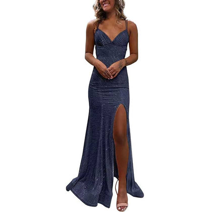 Sequin Mermaid Prom Dress Sparkly Spaghetti Strap Formal Dresses Long Evening Gowns