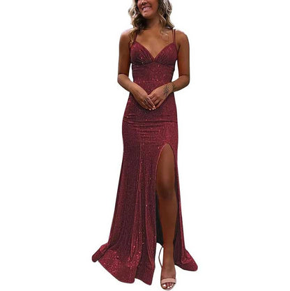 Sequin Mermaid Prom Dress Sparkly Spaghetti Strap Formal Dresses Long Evening Gowns