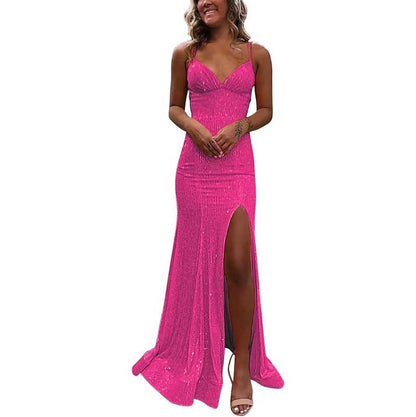Sequin Mermaid Prom Dress Sparkly Spaghetti Strap Formal Dresses Long Evening Gowns